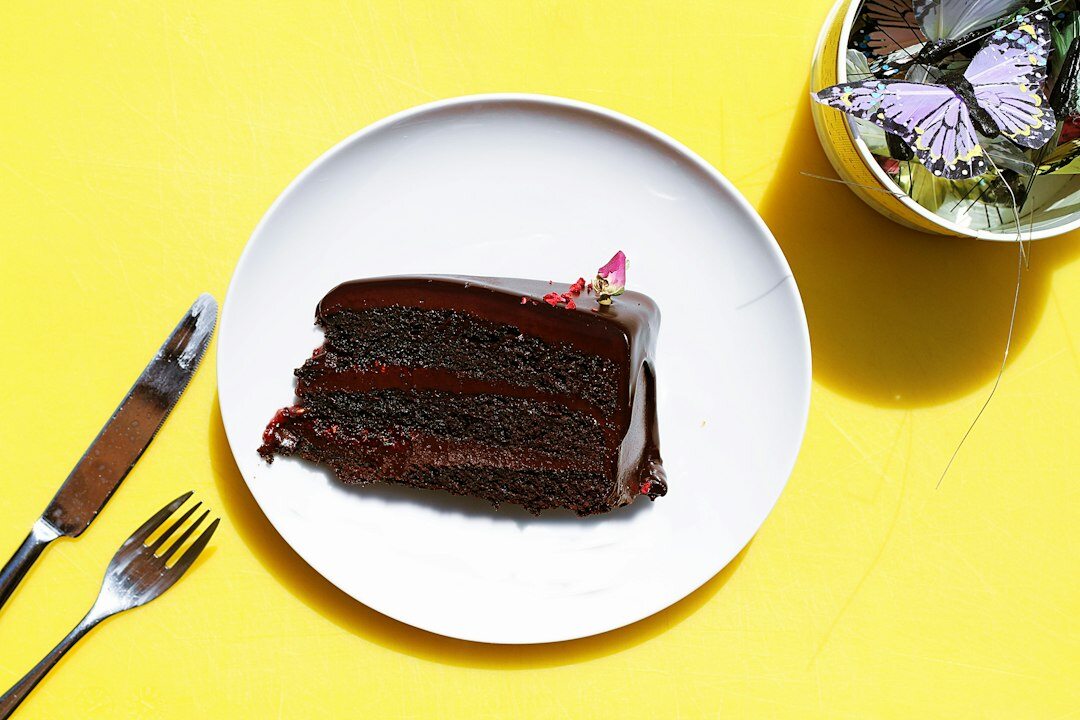 homemade chocolate cake slice