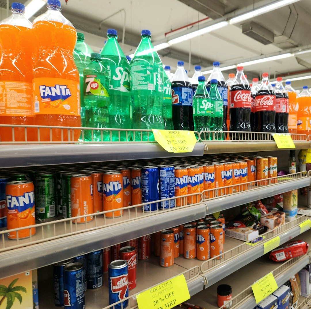 discount tags on grocery shelves